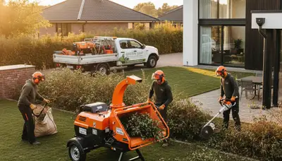 Professional shrub removal crew clearing overgrown bushes in West Palm Beach, FL