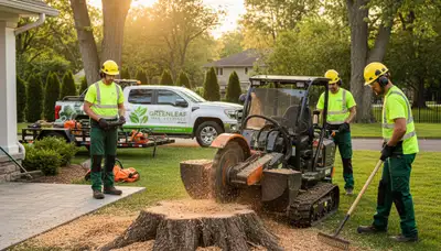 Professional stump removal service in West Palm Beach FL using safe grinding equipment