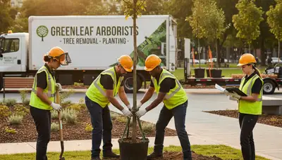 Arborists planting native trees in sandy soil in West Palm Beach FL for Chop Chop Tree service