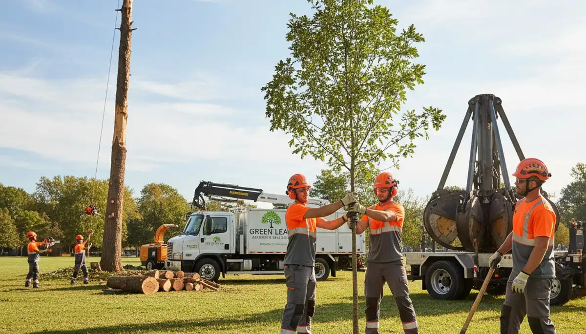 Arborist planting native tree in sandy soil, professional tree service West Palm Beach FL