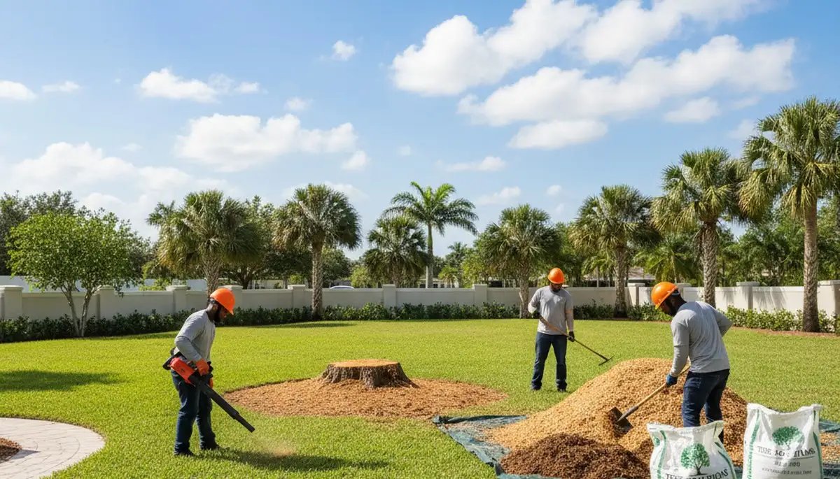 Tree removal completion and yard restoration by professionals in West Palm Beach FL