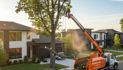Arborist performing professional tree removal in West Palm Beach, FL for storm cleanup services