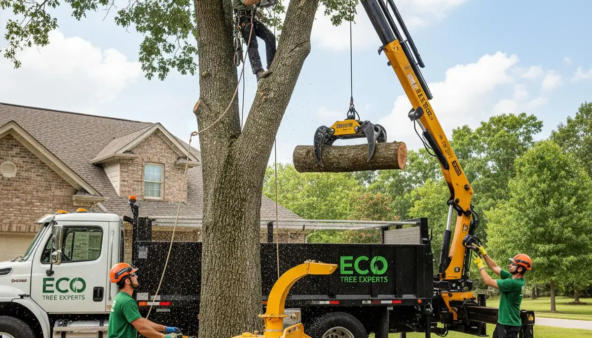 Professional tree removal service in West Palm Beach FL clearing storm-damaged palm trees