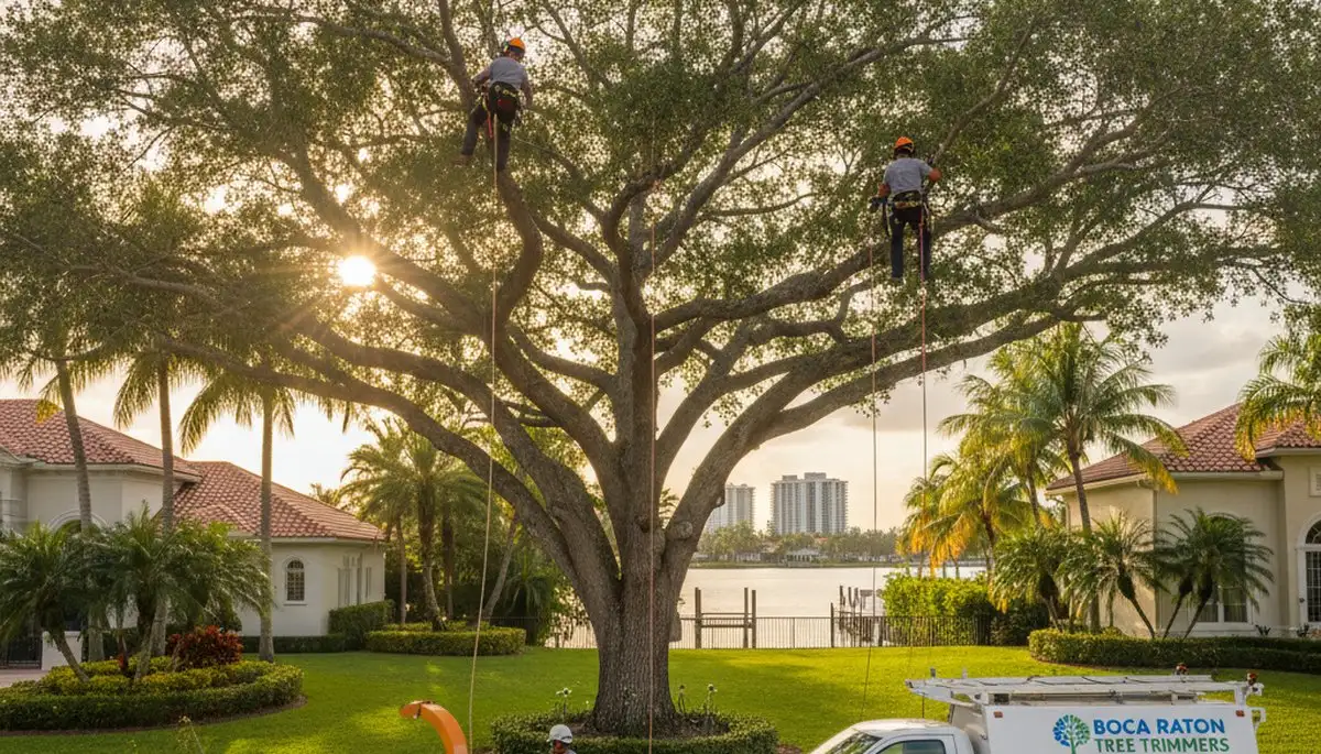 Professional tree removal service in West Palm Beach FL safely clearing large palm trees