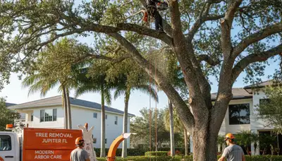 Professional tree removal service in West Palm Beach FL safely clearing large palm trees