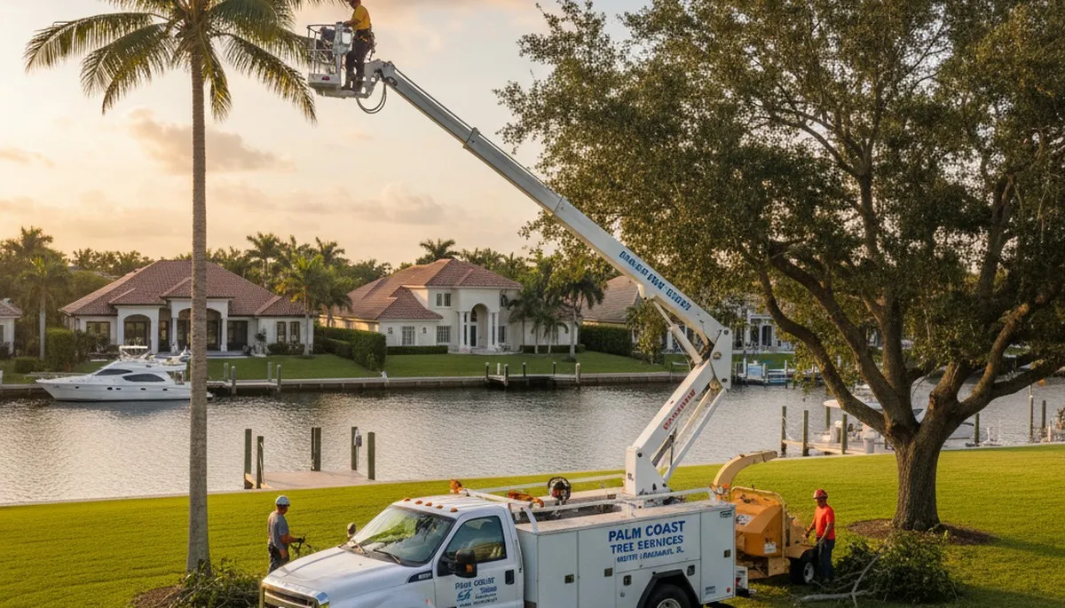 Professional tree removal service in West Palm Beach FL safely cutting and removing large trees