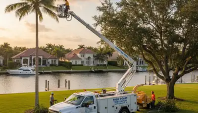 Professional tree removal service in West Palm Beach FL safely cutting and removing large trees